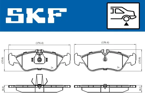 Bremsbelagsatz, Scheibenbremse SKF VKBP 90362 Bild Bremsbelagsatz, Scheibenbremse SKF VKBP 90362