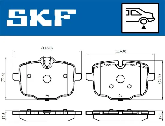 Bremsbelagsatz, Scheibenbremse SKF VKBP 90366 Bild Bremsbelagsatz, Scheibenbremse SKF VKBP 90366