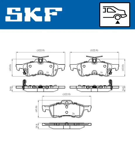 Bremsbelagsatz, Scheibenbremse Hinterachse SKF VKBP 90368 A Bild Bremsbelagsatz, Scheibenbremse Hinterachse SKF VKBP 90368 A