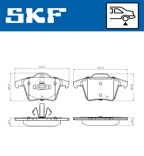 Bremsbelagsatz, Scheibenbremse Hinterachse SKF VKBP 90392 Bild Bremsbelagsatz, Scheibenbremse Hinterachse SKF VKBP 90392