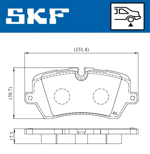 Bremsbelagsatz, Scheibenbremse Hinterachse SKF VKBP 90396 Bild Bremsbelagsatz, Scheibenbremse Hinterachse SKF VKBP 90396