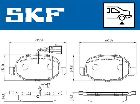 Bremsbelagsatz, Scheibenbremse Hinterachse SKF VKBP 90398 E Bild Bremsbelagsatz, Scheibenbremse Hinterachse SKF VKBP 90398 E