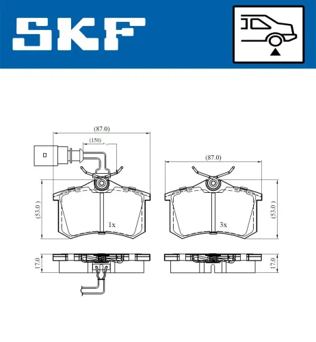 Bremsbelagsatz, Scheibenbremse SKF VKBP 90452 E Bild Bremsbelagsatz, Scheibenbremse SKF VKBP 90452 E