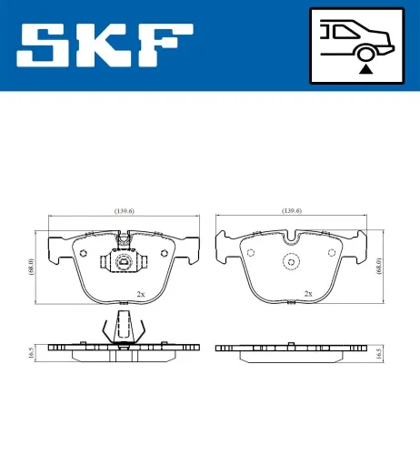 Bremsbelagsatz, Scheibenbremse Hinterachse SKF VKBP 90471 Bild Bremsbelagsatz, Scheibenbremse Hinterachse SKF VKBP 90471