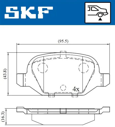 Bremsbelagsatz, Scheibenbremse SKF VKBP 90472 Bild Bremsbelagsatz, Scheibenbremse SKF VKBP 90472