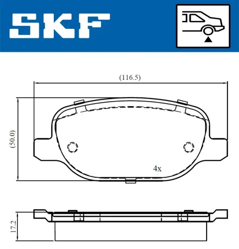 Bremsbelagsatz, Scheibenbremse Hinterachse SKF VKBP 90565 Bild Bremsbelagsatz, Scheibenbremse Hinterachse SKF VKBP 90565
