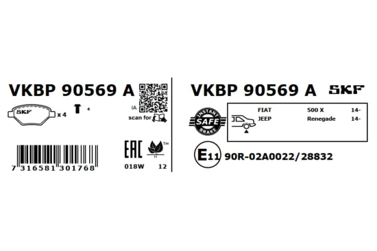 Bremsbelagsatz, Scheibenbremse SKF VKBP 90569 A Bild Bremsbelagsatz, Scheibenbremse SKF VKBP 90569 A