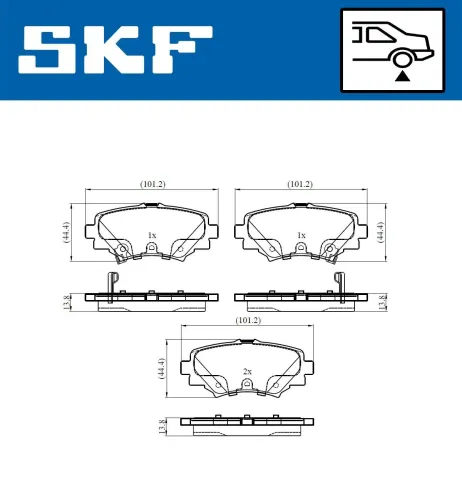 Bremsbelagsatz, Scheibenbremse Hinterachse SKF VKBP 90581 A Bild Bremsbelagsatz, Scheibenbremse Hinterachse SKF VKBP 90581 A