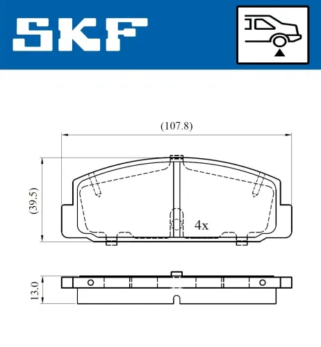 Bremsbelagsatz, Scheibenbremse Hinterachse SKF VKBP 90587 Bild Bremsbelagsatz, Scheibenbremse Hinterachse SKF VKBP 90587