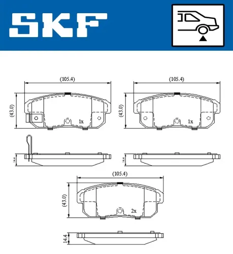 Bremsbelagsatz, Scheibenbremse SKF VKBP 90620 A Bild Bremsbelagsatz, Scheibenbremse SKF VKBP 90620 A