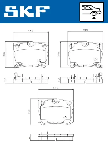 Bremsbelagsatz, Scheibenbremse Hinterachse SKF VKBP 90640 A Bild Bremsbelagsatz, Scheibenbremse Hinterachse SKF VKBP 90640 A