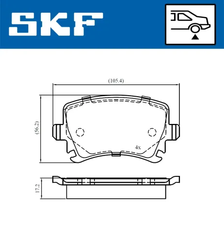Bremsbelagsatz, Scheibenbremse Hinterachse SKF VKBP 90662 Bild Bremsbelagsatz, Scheibenbremse Hinterachse SKF VKBP 90662