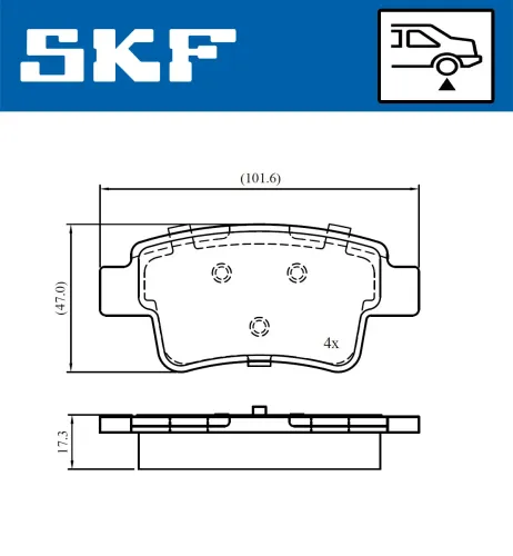 Bremsbelagsatz, Scheibenbremse Hinterachse SKF VKBP 90670 Bild Bremsbelagsatz, Scheibenbremse Hinterachse SKF VKBP 90670