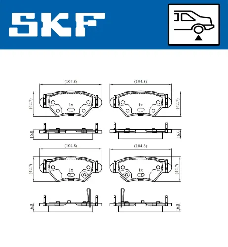 Bremsbelagsatz, Scheibenbremse SKF VKBP 90806 A Bild Bremsbelagsatz, Scheibenbremse SKF VKBP 90806 A