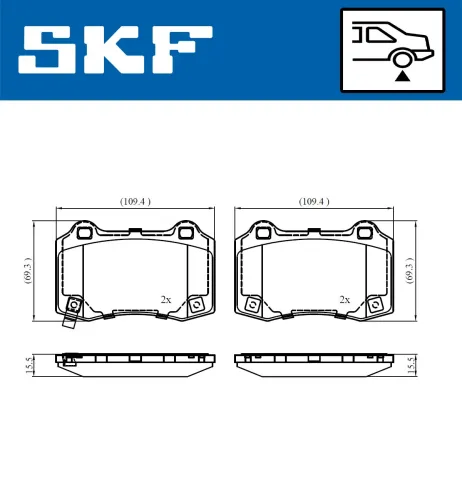 Bremsbelagsatz, Scheibenbremse SKF VKBP 90849 A Bild Bremsbelagsatz, Scheibenbremse SKF VKBP 90849 A