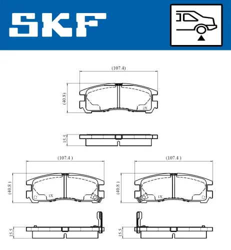 Bremsbelagsatz, Scheibenbremse Hinterachse SKF VKBP 90876 A Bild Bremsbelagsatz, Scheibenbremse Hinterachse SKF VKBP 90876 A