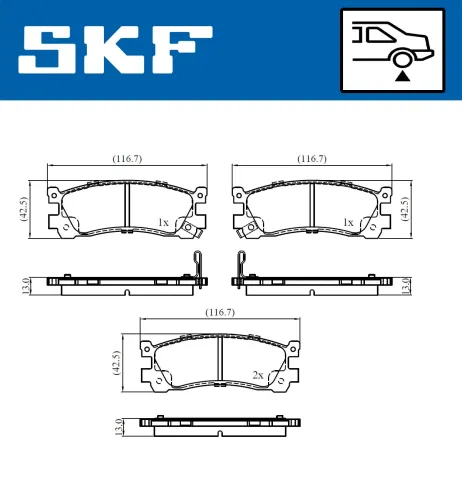 Bremsbelagsatz, Scheibenbremse Hinterachse SKF VKBP 90903 A Bild Bremsbelagsatz, Scheibenbremse Hinterachse SKF VKBP 90903 A