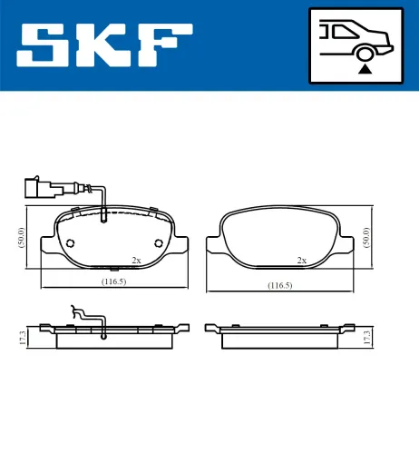 Bremsbelagsatz, Scheibenbremse Hinterachse SKF VKBP 91046 E Bild Bremsbelagsatz, Scheibenbremse Hinterachse SKF VKBP 91046 E