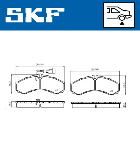 Bremsbelagsatz, Scheibenbremse Hinterachse SKF VKBP 91061 E Bild Bremsbelagsatz, Scheibenbremse Hinterachse SKF VKBP 91061 E