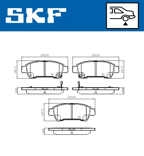 Bremsbelagsatz, Scheibenbremse Hinterachse SKF VKBP 91075 A Bild Bremsbelagsatz, Scheibenbremse Hinterachse SKF VKBP 91075 A