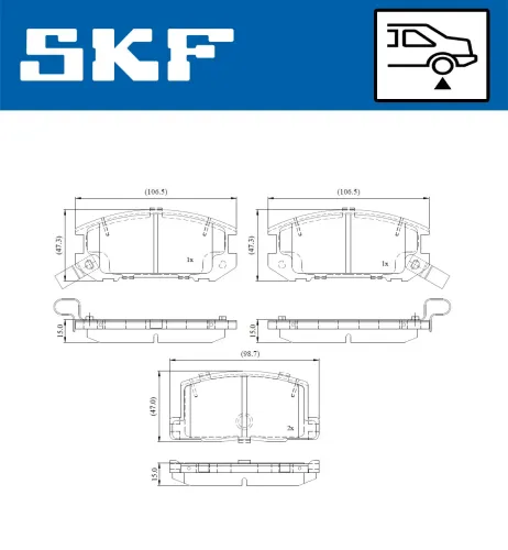 Bremsbelagsatz, Scheibenbremse Hinterachse SKF VKBP 91120 A Bild Bremsbelagsatz, Scheibenbremse Hinterachse SKF VKBP 91120 A