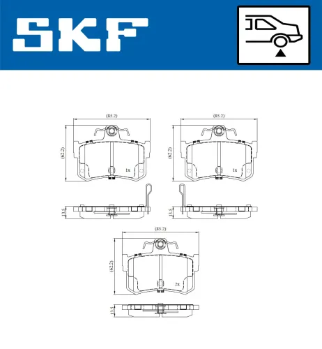 Bremsbelagsatz, Scheibenbremse Hinterachse SKF VKBP 91126 A Bild Bremsbelagsatz, Scheibenbremse Hinterachse SKF VKBP 91126 A