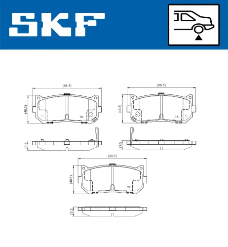 Bremsbelagsatz, Scheibenbremse Hinterachse SKF VKBP 91137 A Bild Bremsbelagsatz, Scheibenbremse Hinterachse SKF VKBP 91137 A