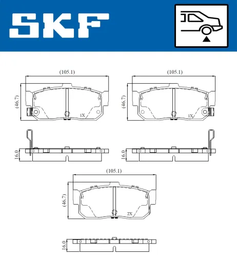 Bremsbelagsatz, Scheibenbremse SKF VKBP 91145 A Bild Bremsbelagsatz, Scheibenbremse SKF VKBP 91145 A