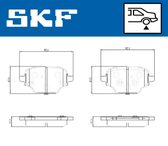 Bremsbelagsatz, Scheibenbremse Hinterachse SKF VKBP 91306 Bild Bremsbelagsatz, Scheibenbremse Hinterachse SKF VKBP 91306