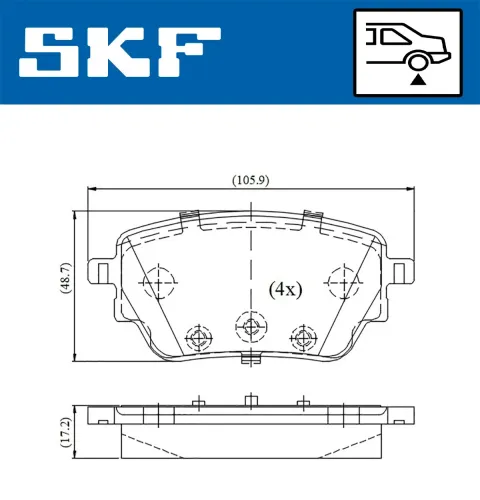 Bremsbelagsatz, Scheibenbremse Hinterachse SKF VKBP 91309 Bild Bremsbelagsatz, Scheibenbremse Hinterachse SKF VKBP 91309