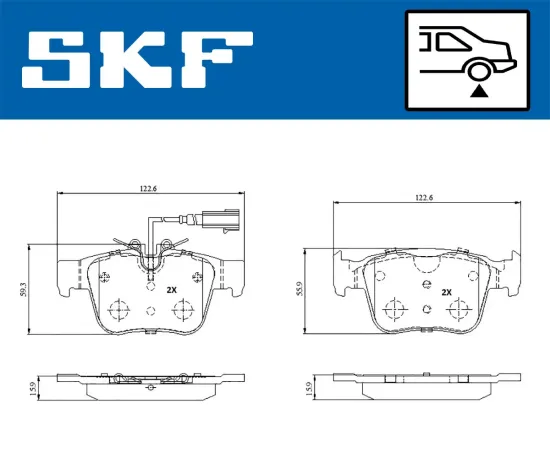 Bremsbelagsatz, Scheibenbremse Hinterachse SKF VKBP 91322 E Bild Bremsbelagsatz, Scheibenbremse Hinterachse SKF VKBP 91322 E