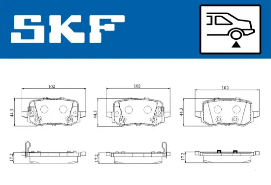 Bremsbelagsatz, Scheibenbremse Hinterachse SKF VKBP 91355 A Bild Bremsbelagsatz, Scheibenbremse Hinterachse SKF VKBP 91355 A