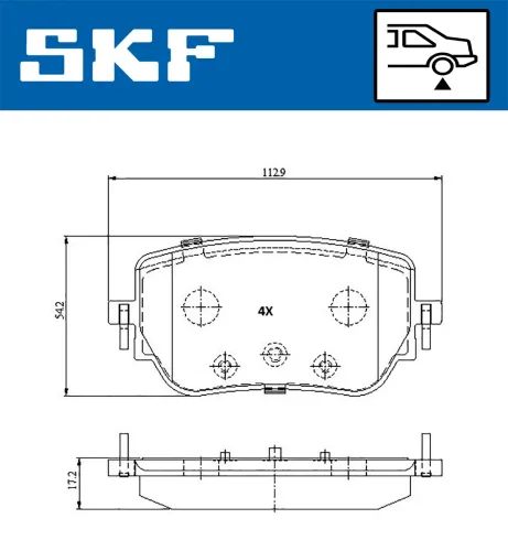 Bremsbelagsatz, Scheibenbremse Hinterachse SKF VKBP 91382 Bild Bremsbelagsatz, Scheibenbremse Hinterachse SKF VKBP 91382