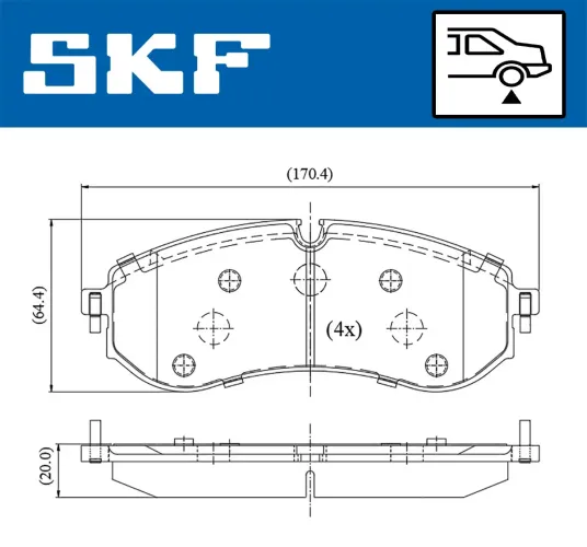 Bremsbelagsatz, Scheibenbremse Hinterachse SKF VKBP 91399 Bild Bremsbelagsatz, Scheibenbremse Hinterachse SKF VKBP 91399