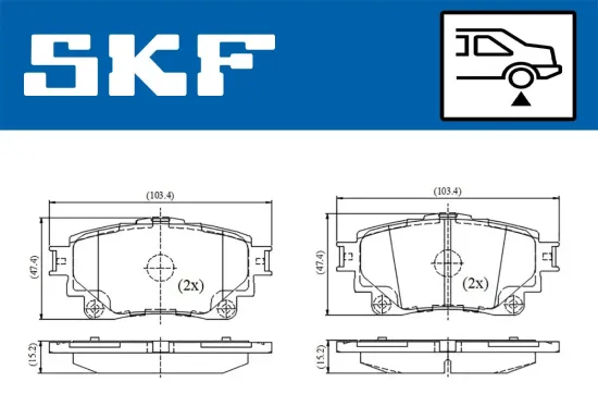 Bremsbelagsatz, Scheibenbremse Hinterachse SKF VKBP 91403 Bild Bremsbelagsatz, Scheibenbremse Hinterachse SKF VKBP 91403