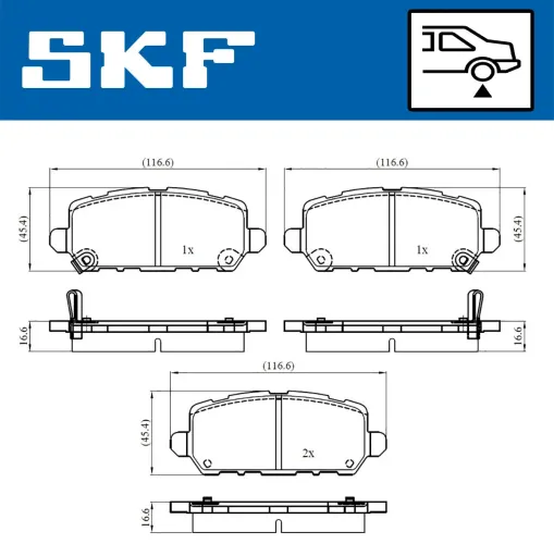 Bremsbelagsatz, Scheibenbremse Hinterachse SKF VKBP 91427 A Bild Bremsbelagsatz, Scheibenbremse Hinterachse SKF VKBP 91427 A