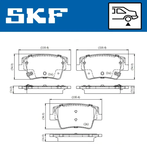 Bremsbelagsatz, Scheibenbremse Hinterachse SKF VKBP 91434 A Bild Bremsbelagsatz, Scheibenbremse Hinterachse SKF VKBP 91434 A