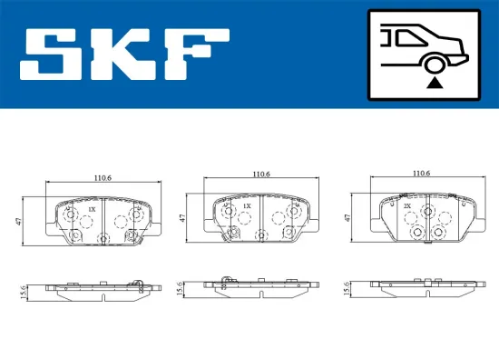 Bremsbelagsatz, Scheibenbremse Hinterachse SKF VKBP 91440 A Bild Bremsbelagsatz, Scheibenbremse Hinterachse SKF VKBP 91440 A