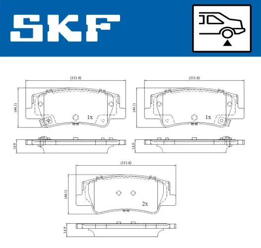 Bremsbelagsatz, Scheibenbremse Hinterachse SKF VKBP 91463 A Bild Bremsbelagsatz, Scheibenbremse Hinterachse SKF VKBP 91463 A