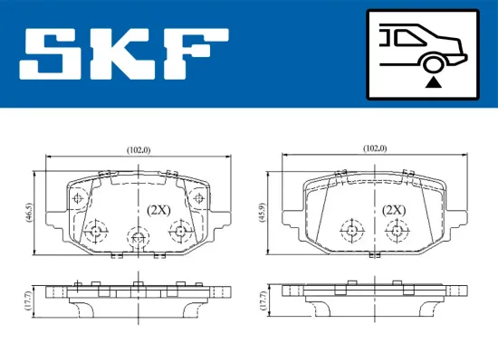 Bremsbelagsatz, Scheibenbremse Hinterachse SKF VKBP 91475 Bild Bremsbelagsatz, Scheibenbremse Hinterachse SKF VKBP 91475