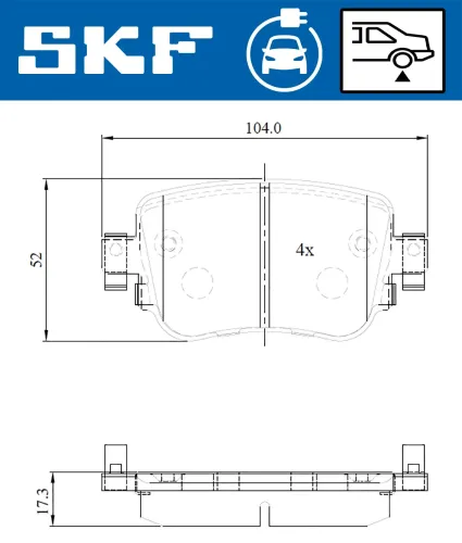Bremsbelagsatz, Scheibenbremse Hinterachse SKF VKBP 95008 EV Bild Bremsbelagsatz, Scheibenbremse Hinterachse SKF VKBP 95008 EV