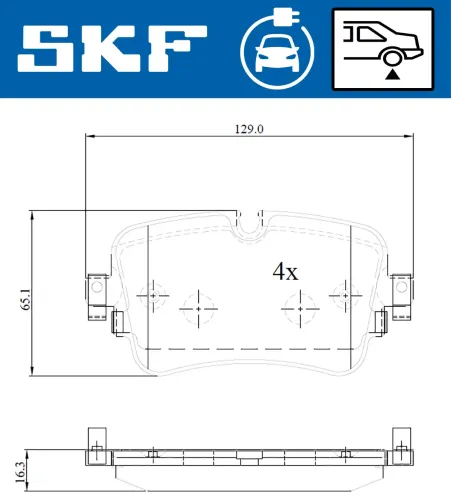 Bremsbelagsatz, Scheibenbremse Hinterachse SKF VKBP 95009 EV Bild Bremsbelagsatz, Scheibenbremse Hinterachse SKF VKBP 95009 EV
