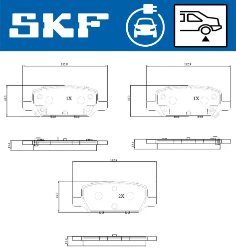 Bremsbelagsatz, Scheibenbremse Hinterachse SKF VKBP 95013 EV Bild Bremsbelagsatz, Scheibenbremse Hinterachse SKF VKBP 95013 EV
