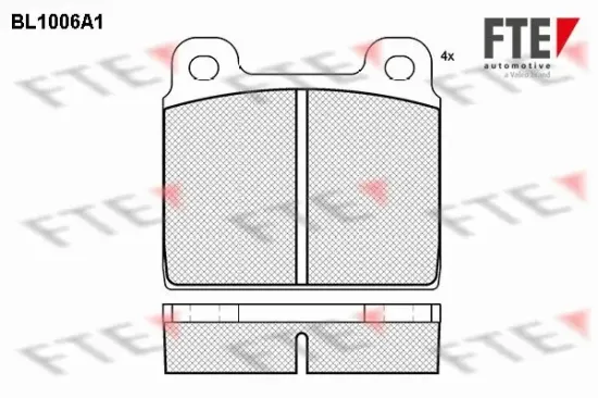 Bremsbelagsatz, Scheibenbremse Vorderachse FTE 9010002 Bild Bremsbelagsatz, Scheibenbremse Vorderachse FTE 9010002