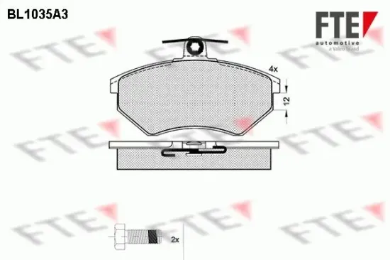 Bremsbelagsatz, Scheibenbremse Vorderachse FTE 9010015 Bild Bremsbelagsatz, Scheibenbremse Vorderachse FTE 9010015