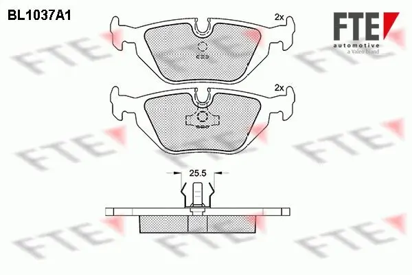 Bremsbelagsatz, Scheibenbremse Hinterachse FTE 9010017