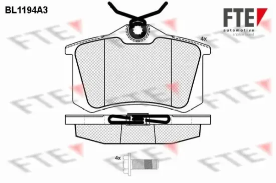 Bremsbelagsatz, Scheibenbremse Hinterachse FTE 9010052 Bild Bremsbelagsatz, Scheibenbremse Hinterachse FTE 9010052
