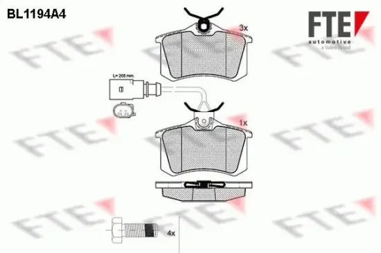 Bremsbelagsatz, Scheibenbremse Hinterachse FTE 9010053 Bild Bremsbelagsatz, Scheibenbremse Hinterachse FTE 9010053