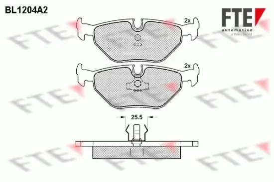 Bremsbelagsatz, Scheibenbremse Hinterachse FTE 9010061 Bild Bremsbelagsatz, Scheibenbremse Hinterachse FTE 9010061