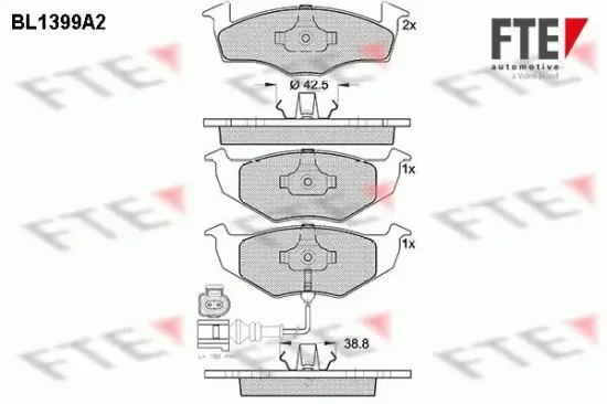 Bremsbelagsatz, Scheibenbremse Vorderachse FTE 9010172 Bild Bremsbelagsatz, Scheibenbremse Vorderachse FTE 9010172